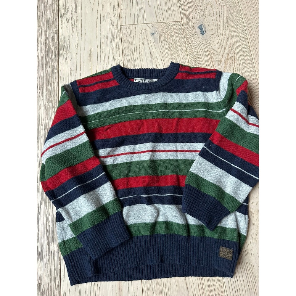 Mayoral Boys Striped Crewneck Sweater Navy Red Green Gray Size 3 98cm